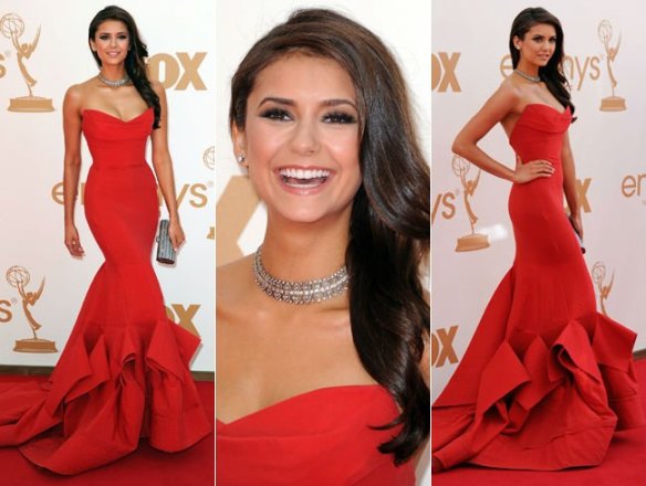 Red-Carpet-Nina-Dobrev-2011-Emmy-Awards-Mermaid-Sweetheart-Ruched-Satin-Celebrity-Dress-Evening-Dress-IWD2113